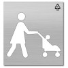 Zona peatonal madre con carrito señalización horizontal parkings, aparcamientos y zonas comerciales