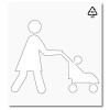 Zona peatonal madre con carrito señalización horizontal parkings, aparcamientos y zonas comerciales