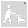 Zona peatonal madre con carrito señalización horizontal parkings, aparcamientos y zonas comerciales
