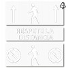 Kit 3 Plantillas señalización paso de peatones "respete la distancia" con pictogramas (Default)