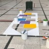 Plantilla pintar juego tradicional RAYUELA en patio colegio