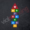 Plantilla pintar juego tradicional RAYUELA 1 ó 3 aspas Números-estrella