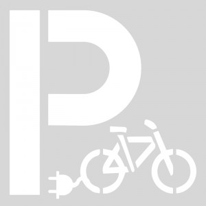 Plantilla pintar señal P parking bicicleta eléctrica