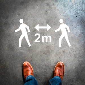 Plantilla pintar señal 2 metros entre peatones