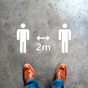 Plantilla pintar señal 2 metros entre personas pictograma unisex