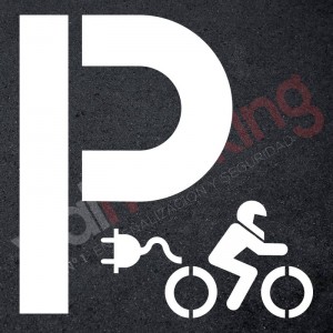 Plantilla pintar señal P parking moto eléctrica