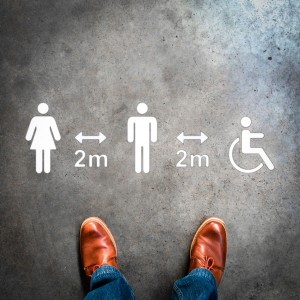 Plantilla pintar señal 2 metros entre personas