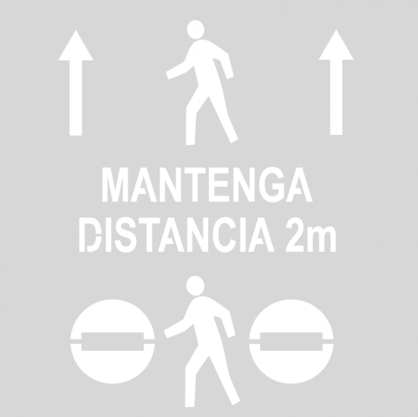 Kit 3 Plantillas señalización paso de peatones "respete la distancia" con pictogramas