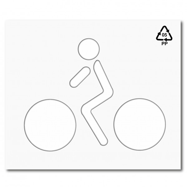 Plantilla pintar y marcar símbolo de bicicleta con ciclista 