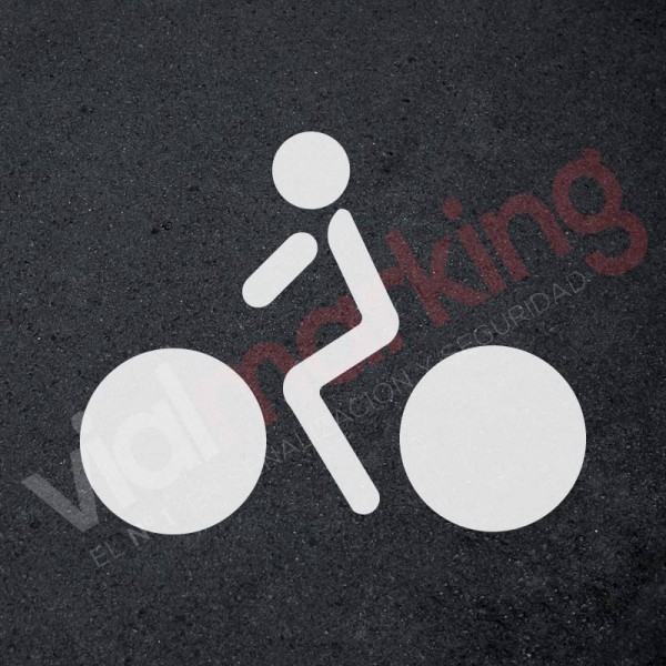 Plantilla pintar y marcar símbolo de bicicleta con ciclista 
