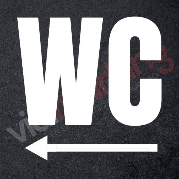 Plantilla para pintar señalética wc con flecha izquierda 
