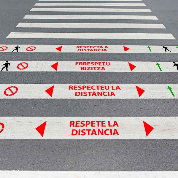 Kit Plantillas señalización paso de peatones "respete la distancia