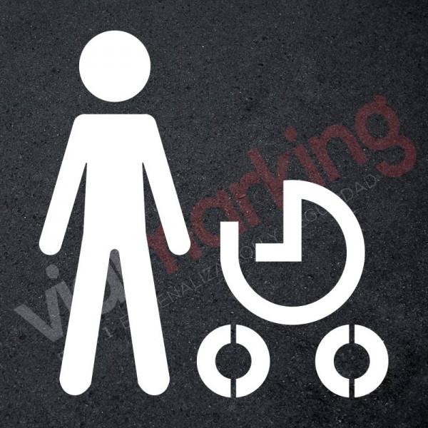  Plantilla pintar peatón con carrito de bebé